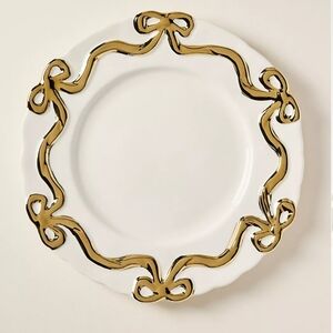NWT Benedita Gold Bow Stoneware Side Plate